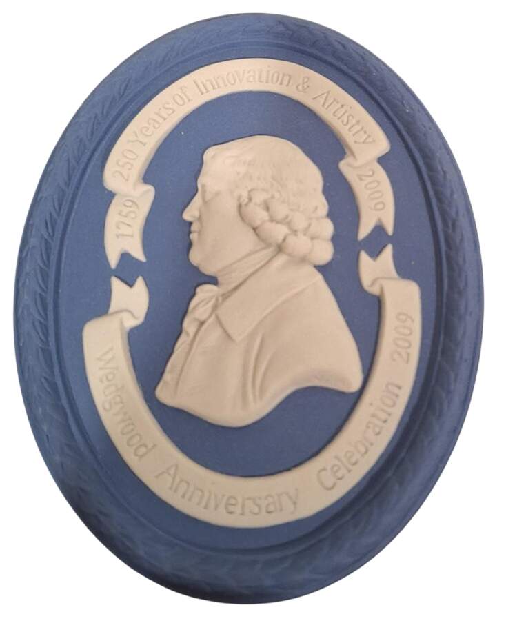 Cream Color on Wedgwood Blue Jasperware 250th Anniversary Plaque by Wedgwood-1