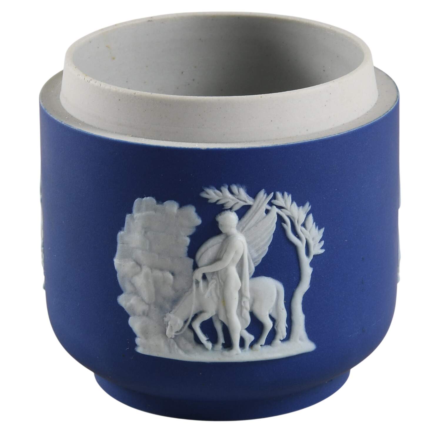 Cream Color on Wedgwood Blue Jasperware Pomade Box No Lid by Wedgwood-1