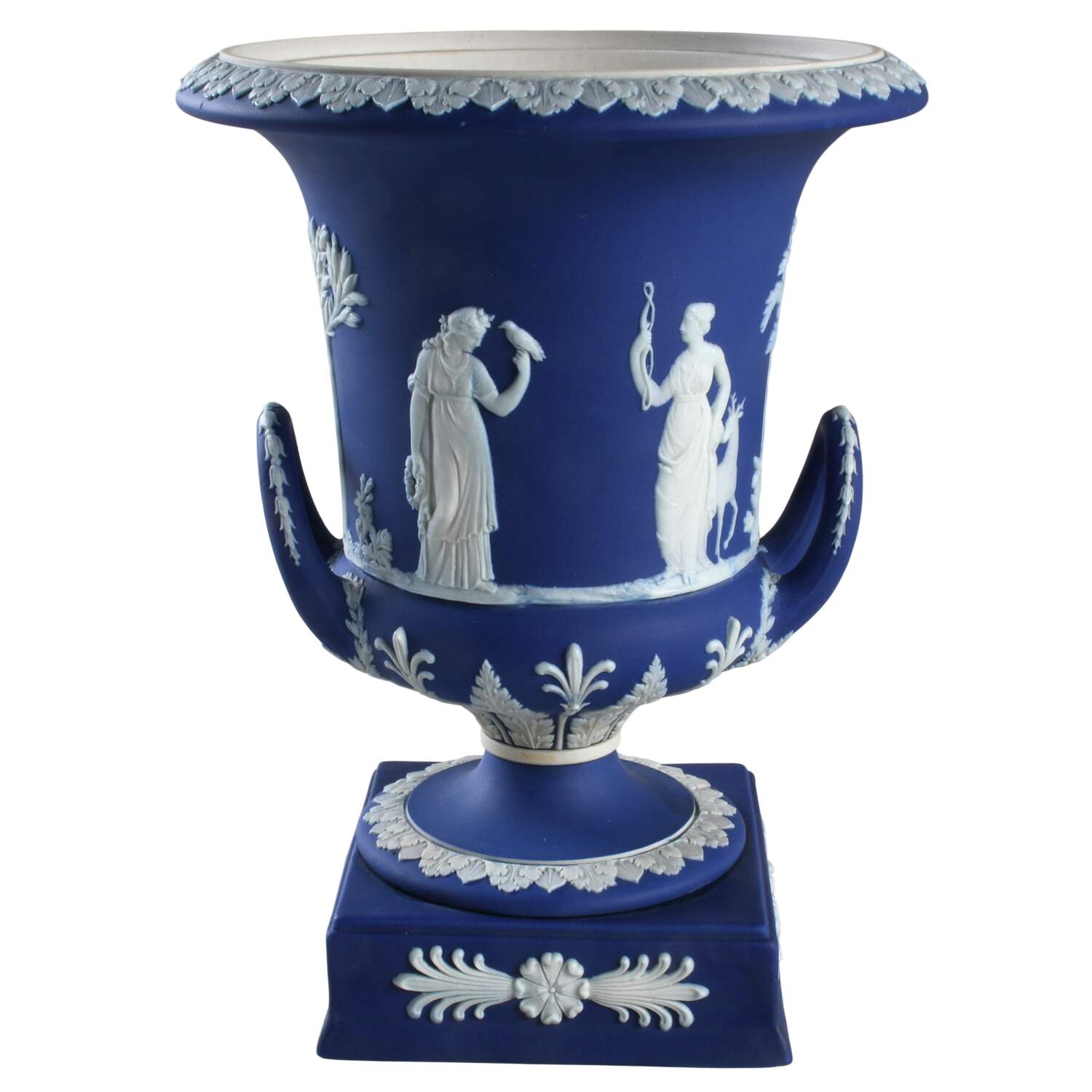 Cream Color on Wedgwood Blue Jasperware Vase/Urn No Lid by Wedgwood-1