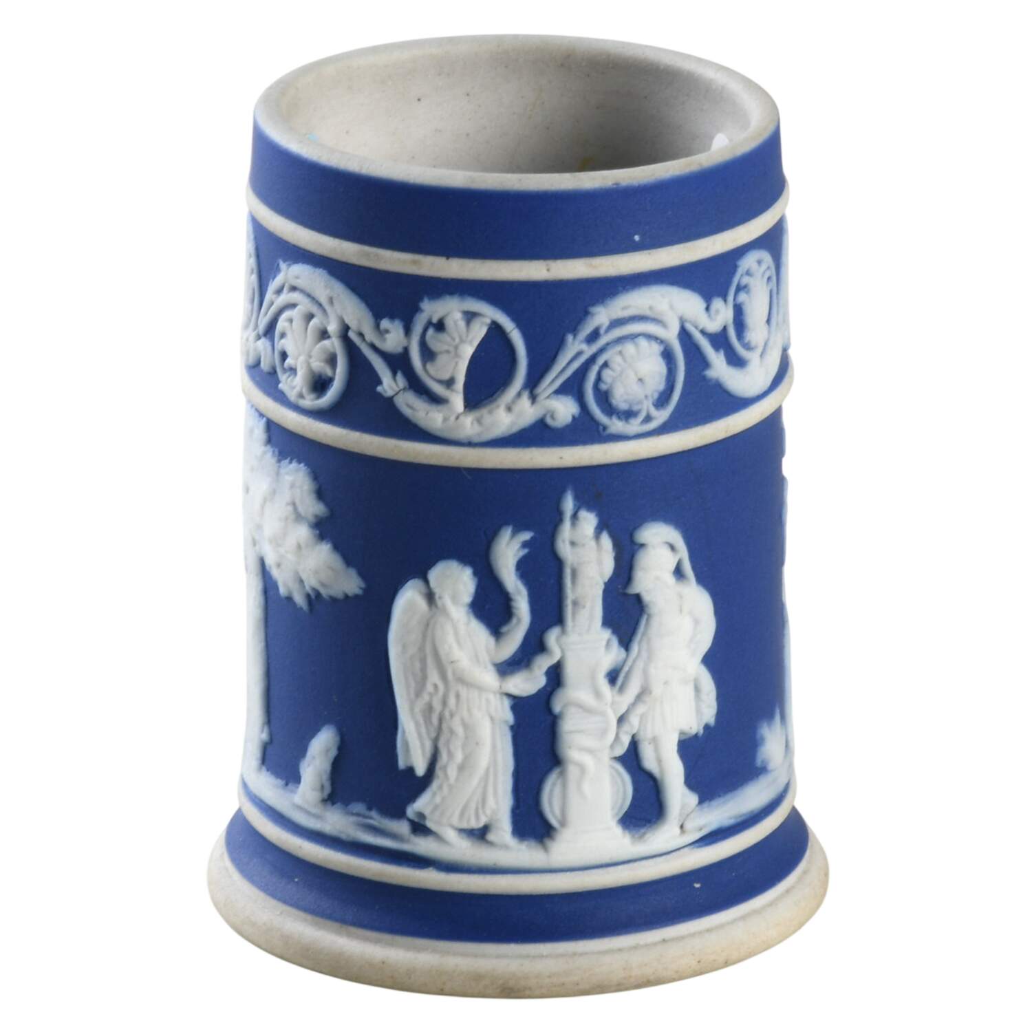 Cream Color on Wedgwood Blue Jasperware Toothpick Holder by Wedgwood-1