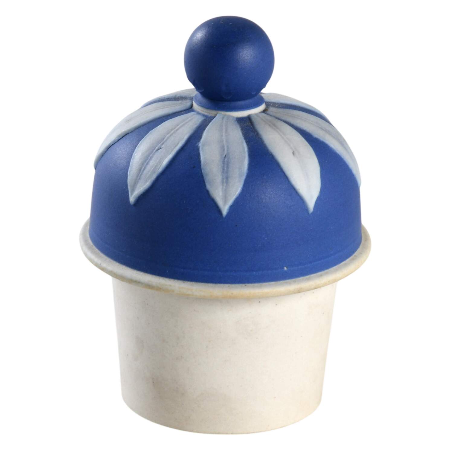 Cream Color on Wedgwood Blue Jasperware Lid for Teapoy by Wedgwood-1