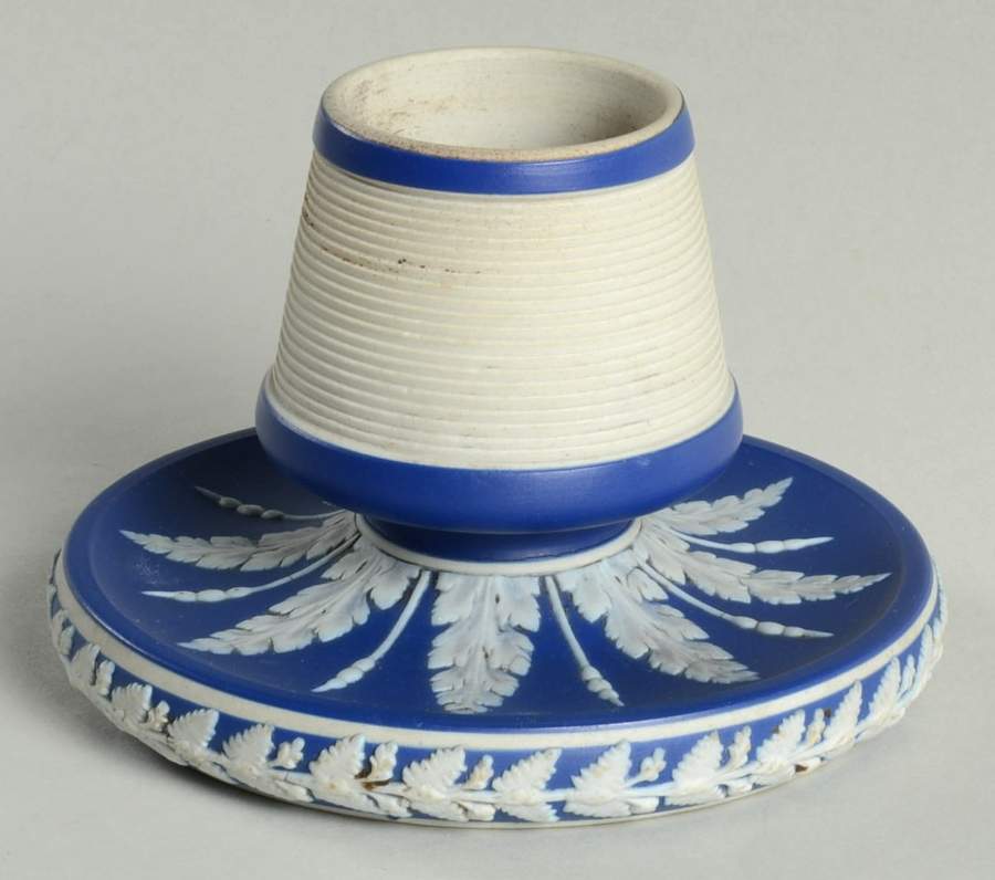 Cream Color on Wedgwood Blue Jasperware Match Holder W/Strike by Wedgwood-1