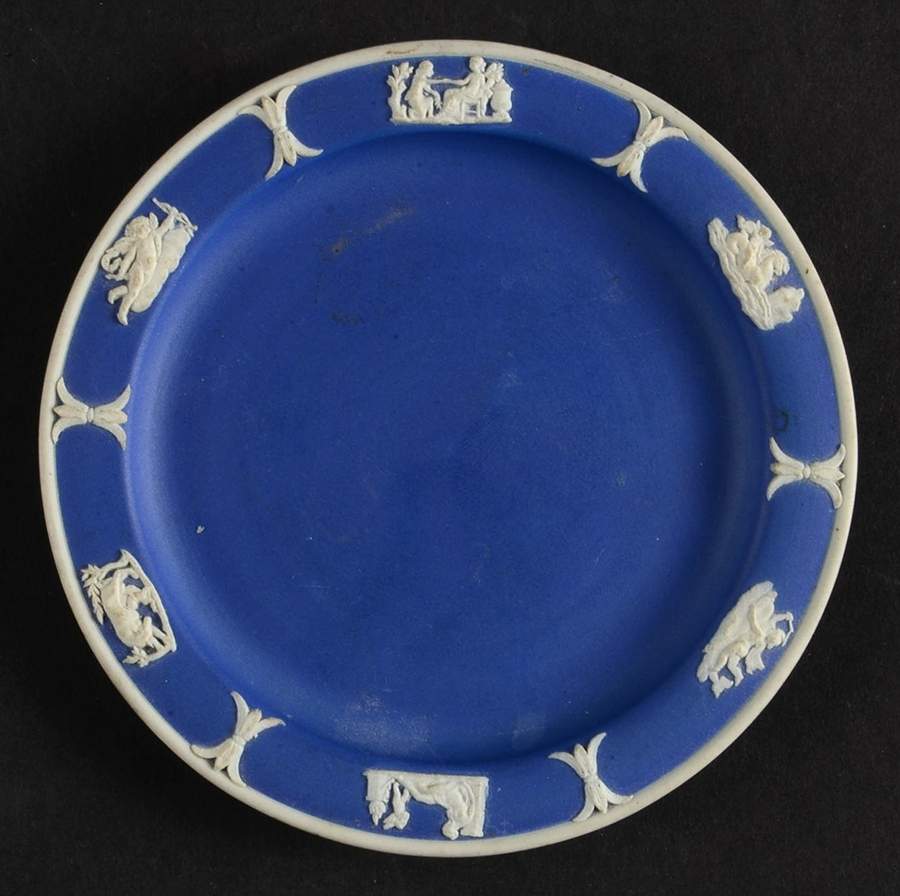 Cream Color on Wedgwood Blue Jasperware Coaster by Wedgwood-1