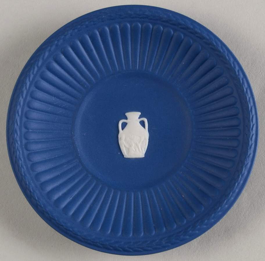 Cream Color on Wedgwood Blue Jasperware Round Fluted Compotier by Wedgwood-1