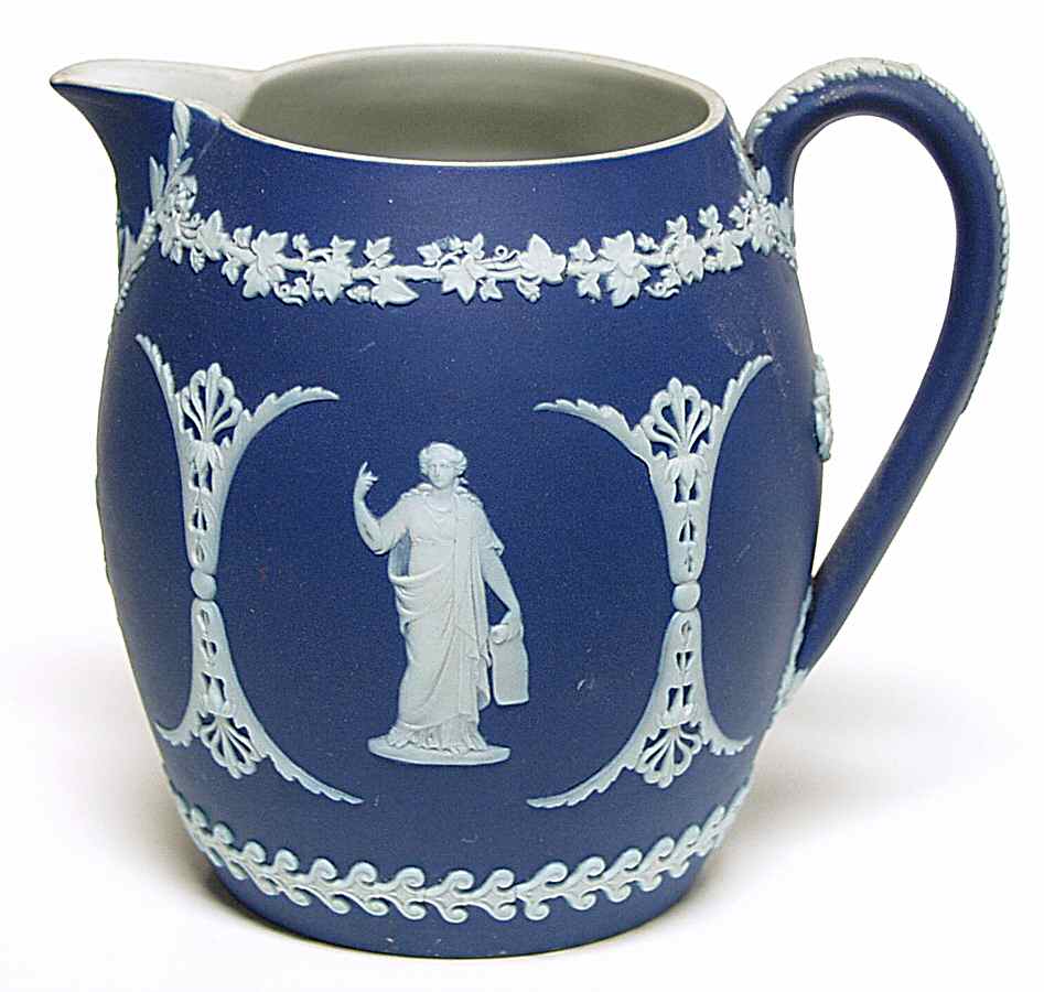 Cream Color on Wedgwood Blue Jasperware 16 Oz Pitcher by Wedgwood-1