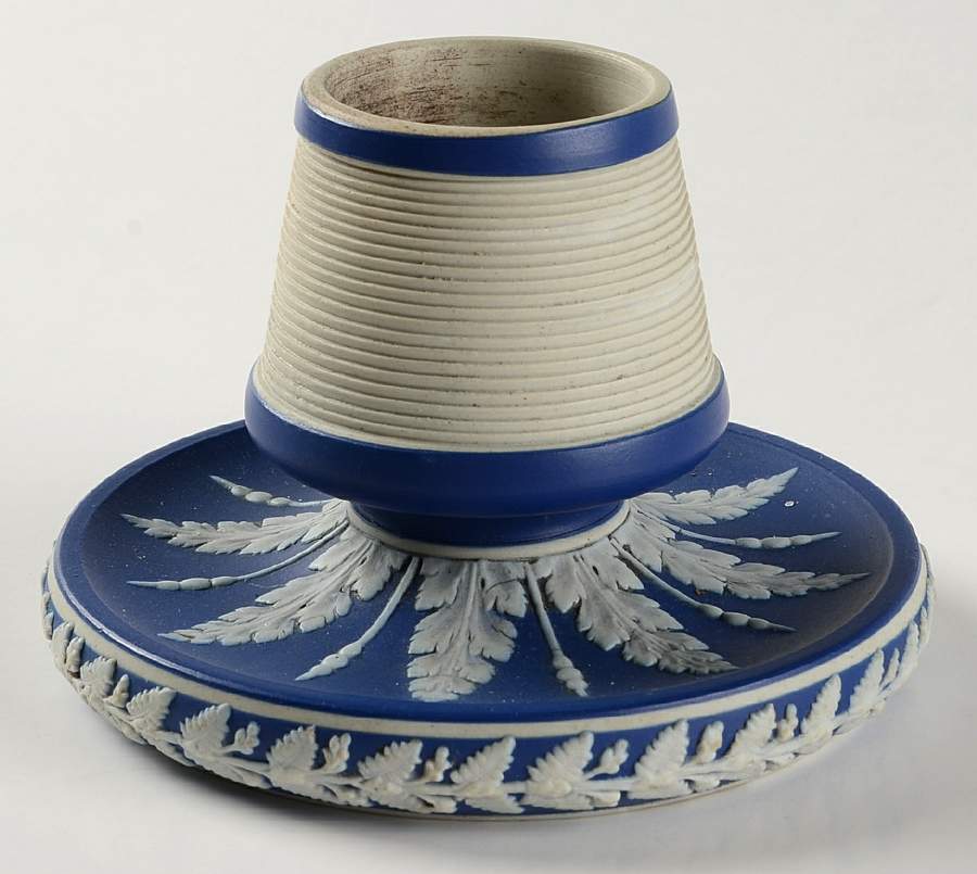 Cream Color on Wedgwood Blue Jasperware Match Box Holder by Wedgwood-1
