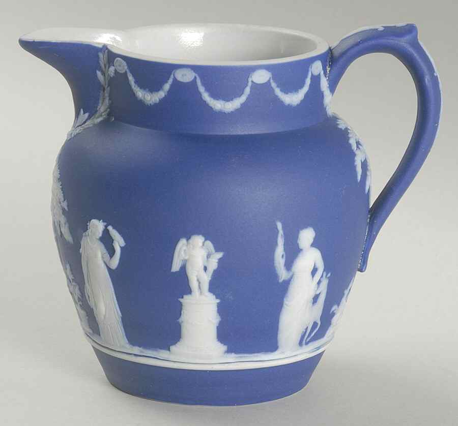 Cream Color on Wedgwood Blue Jasperware 8 Oz Dutch Jug by Wedgwood-1