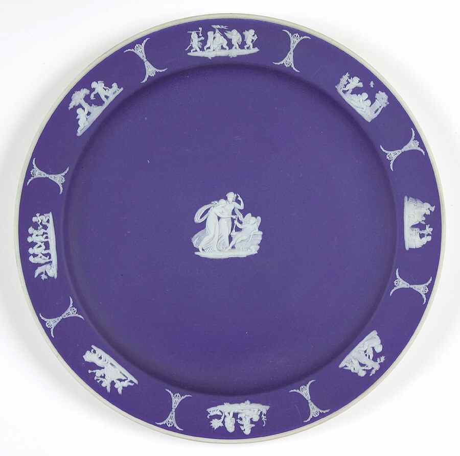 Cream Color on Wedgwood Blue Jasperware Dinner Plate by Wedgwood-1
