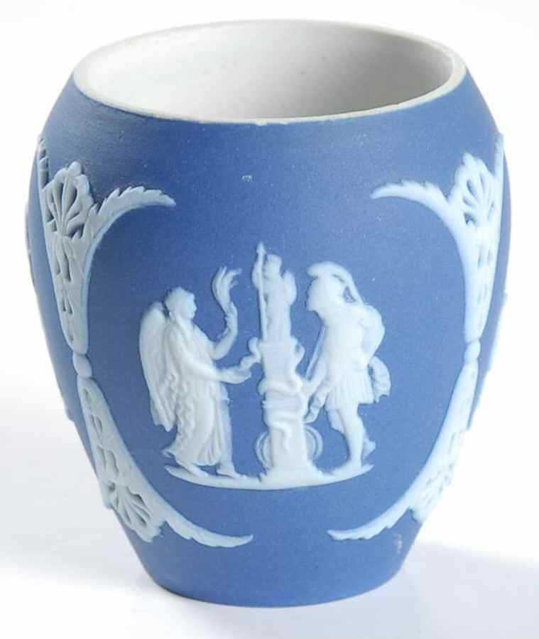 Cream Color on Wedgwood Blue Jasperware Toothpick Holder by Wedgwood-1