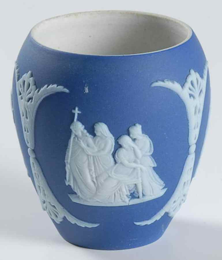 Cream Color on Wedgwood Blue Jasperware Toothpick Holder by Wedgwood-1