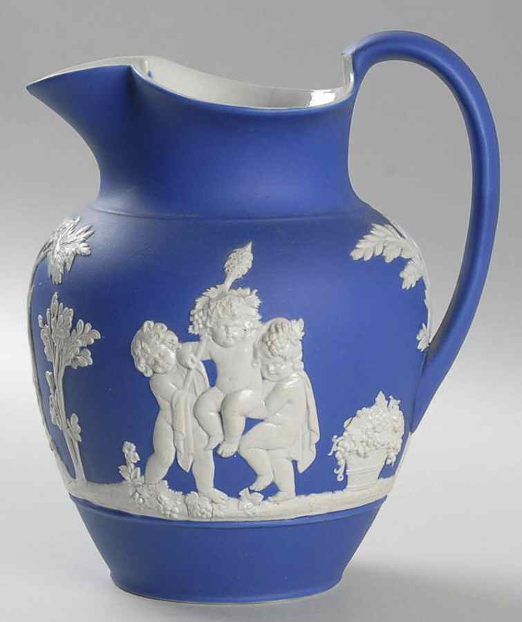 Cream Color on Wedgwood Blue Jasperware 40 Oz Club Jug by Wedgwood-1