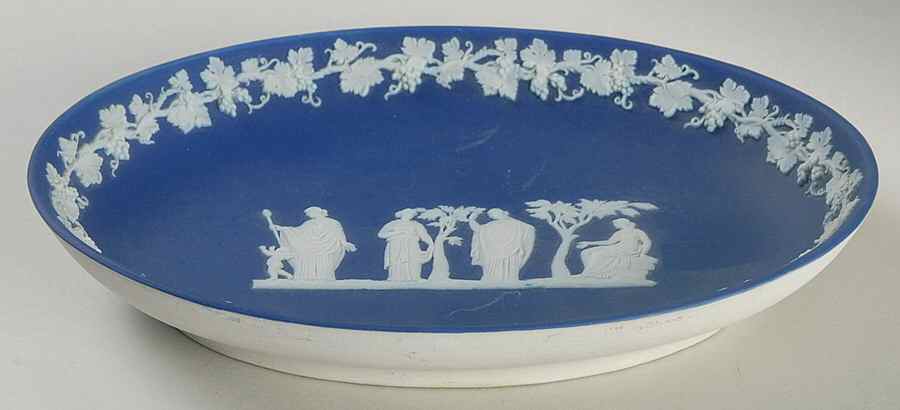 Cream Color on Wedgwood Blue Jasperware Pen Tray by Wedgwood-1