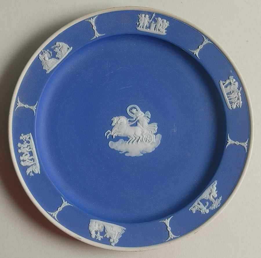 Cream Color on Wedgwood Blue Jasperware Dessert/Pie Plate by Wedgwood-1
