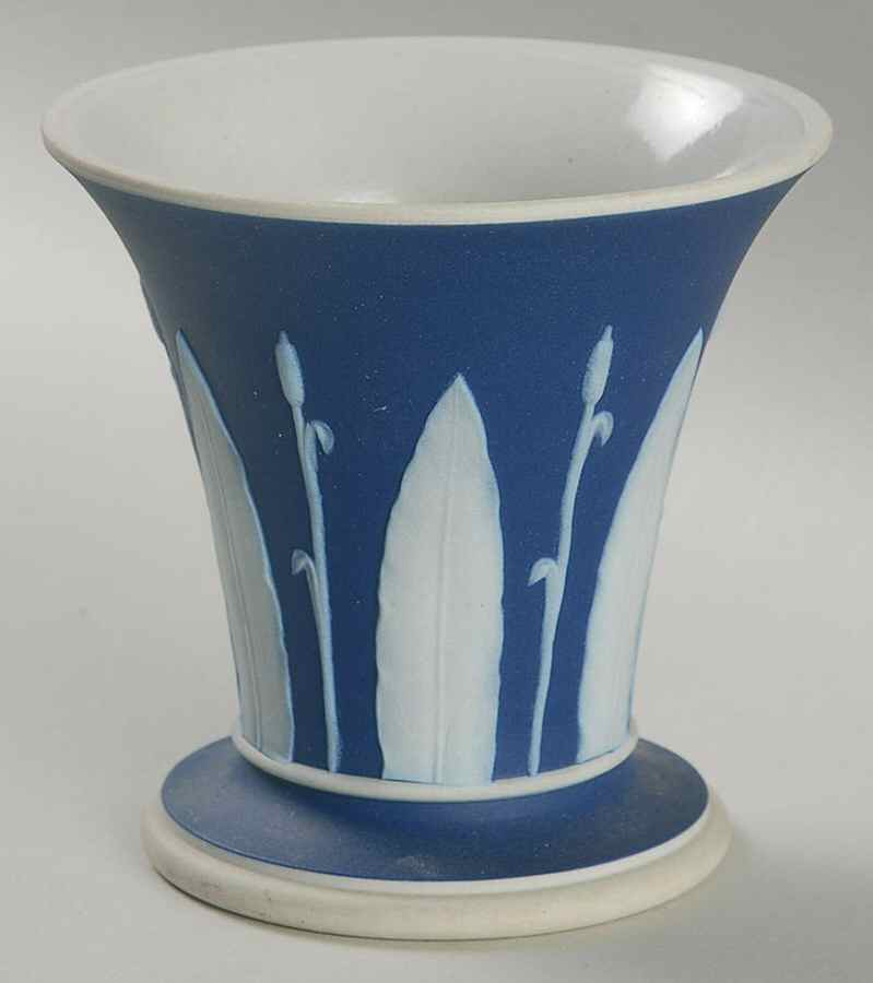 Cream Color on Wedgwood Blue Jasperware Posey Pot by Wedgwood-1