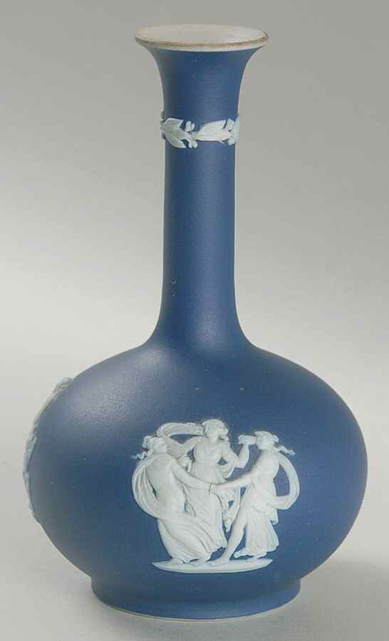 Cream Color on Wedgwood Blue Jasperware 5" Bud Vase by Wedgwood-1