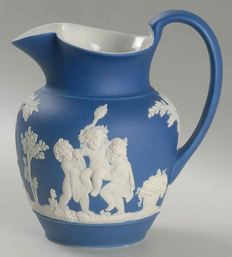 Cream Color on Wedgwood Blue Jasperware 14 Oz Club Jug by Wedgwood-1