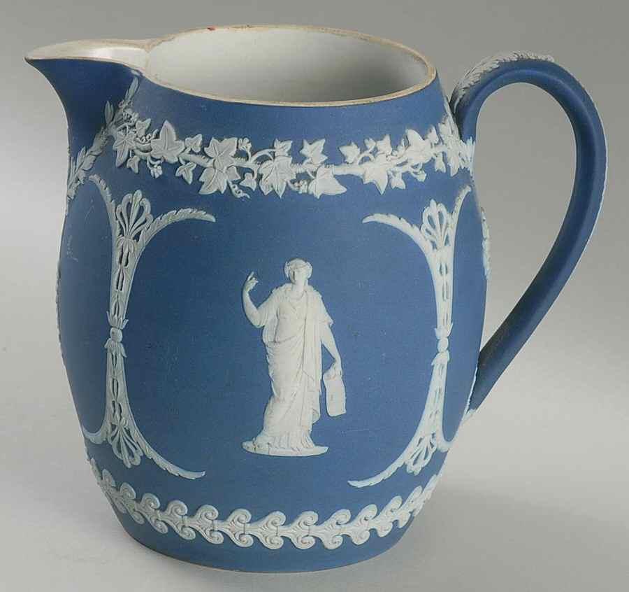 Cream Color on Wedgwood Blue Jasperware 28 Oz Orange Jug by Wedgwood-1