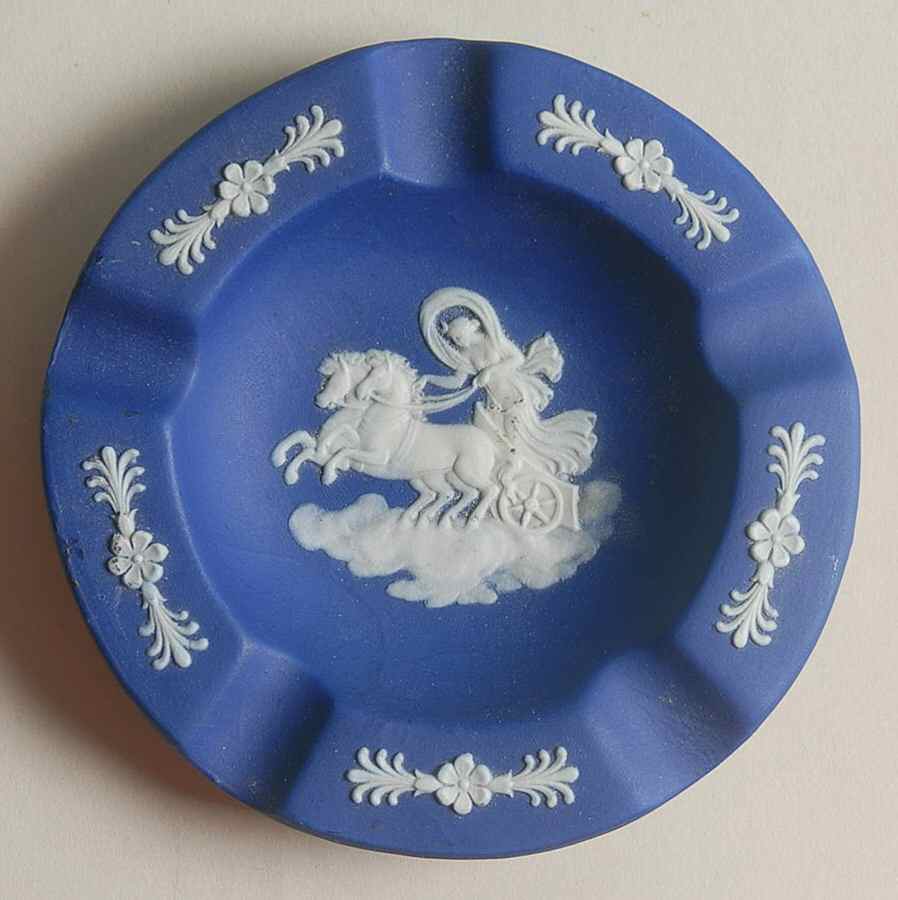 Cream Color on Wedgwood Blue Jasperware 4" Ashtray by Wedgwood-1