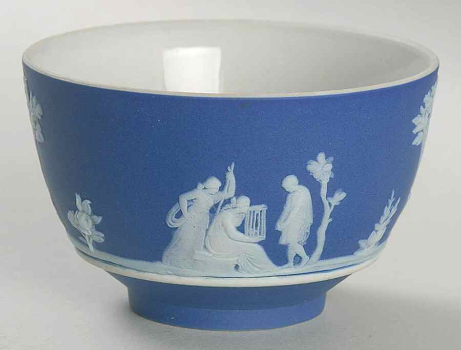 Cream Color on Wedgwood Blue Jasperware Mini Open Sugar Bowl by Wedgwood-1