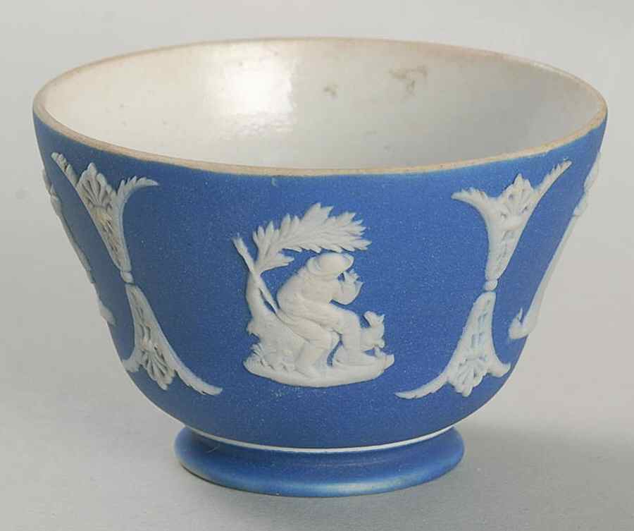 Cream Color on Wedgwood Blue Jasperware Mini Open Sugar Bowl by Wedgwood-1