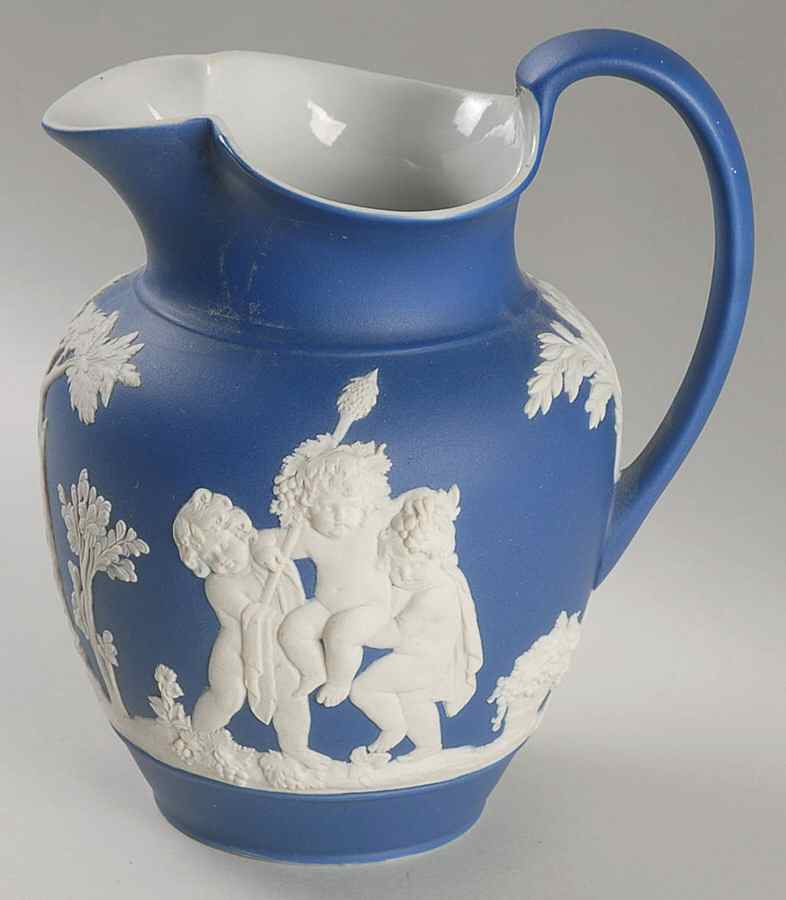 Cream Color on Wedgwood Blue Jasperware 24 Oz Club Jug by Wedgwood-1