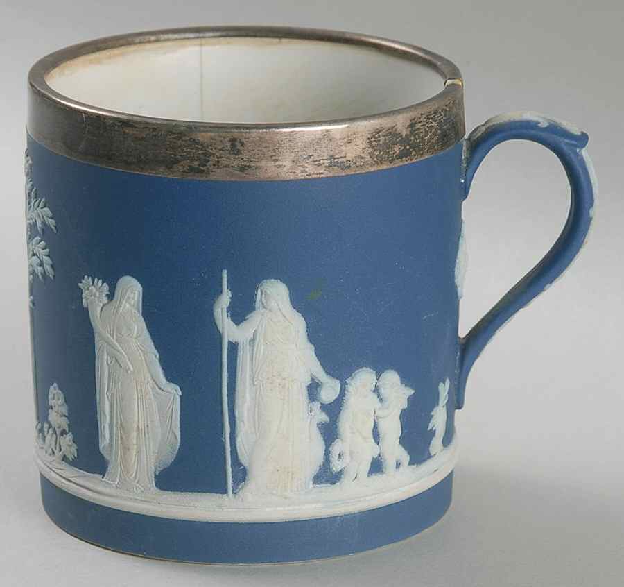 Cream Color on Wedgwood Blue Jasperware Mug by Wedgwood-1