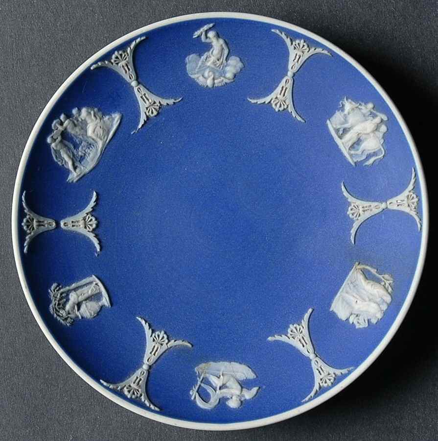 Cream Color on Wedgwood Blue Jasperware Coaster by Wedgwood-1