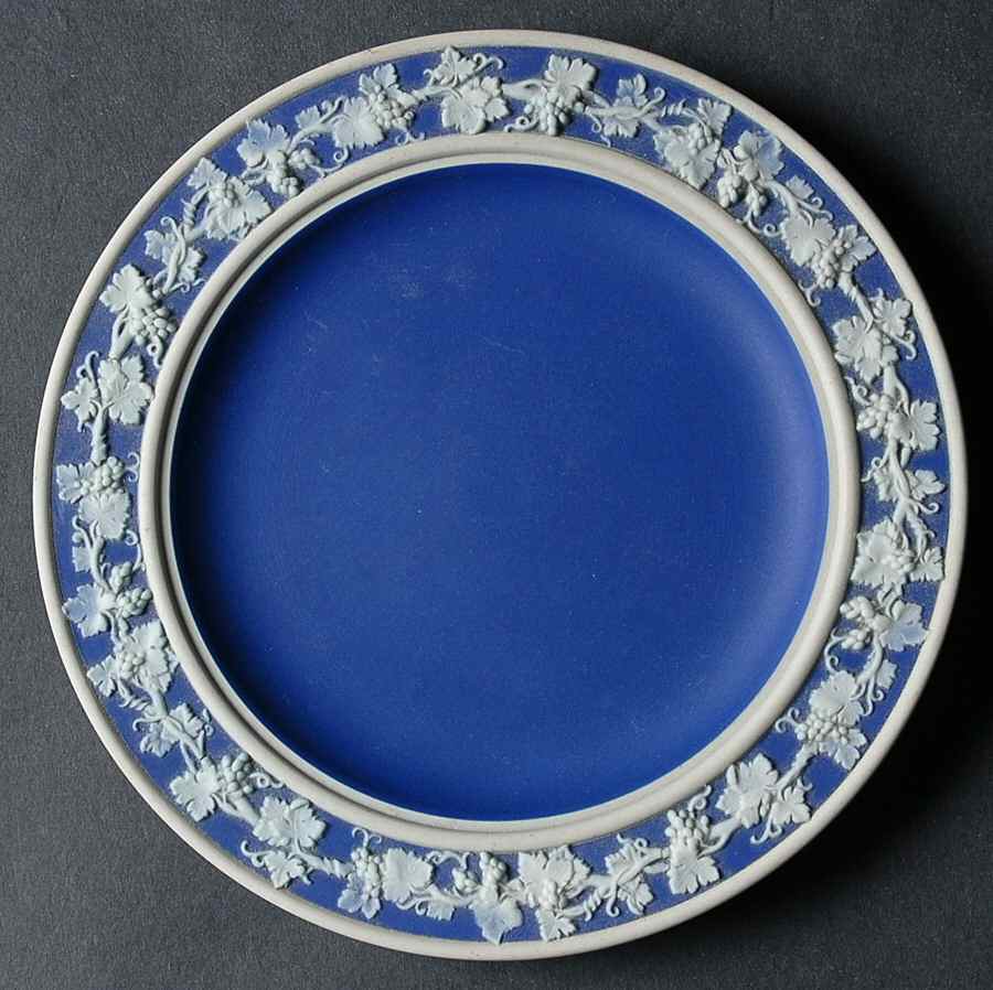 Cream Color on Wedgwood Blue Jasperware Underplate for Butter Lugger by Wedgwood-1