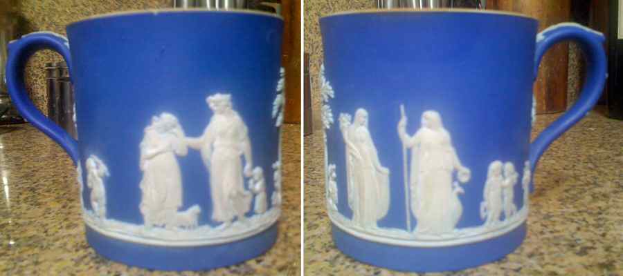 Cream Color on Wedgwood Blue Jasperware Mug by Wedgwood-1