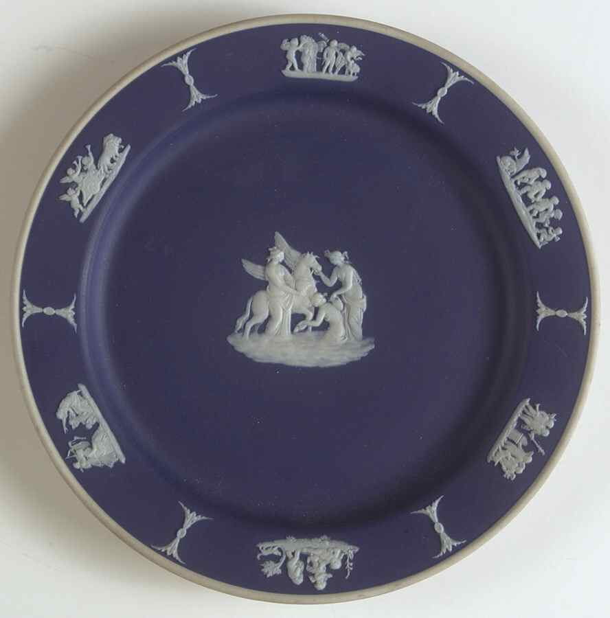 Cream Color on Wedgwood Blue Jasperware Dessert/Pie Plate by Wedgwood-1