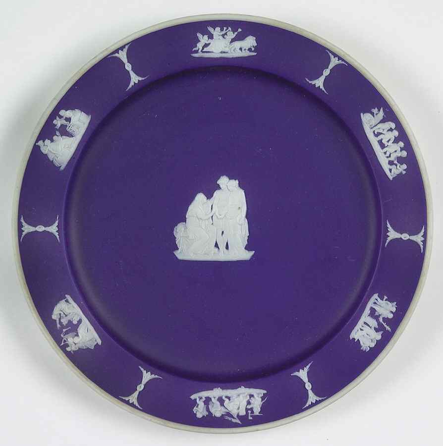 Cream Color on Wedgwood Blue Jasperware Dessert/Pie Plate by Wedgwood-1