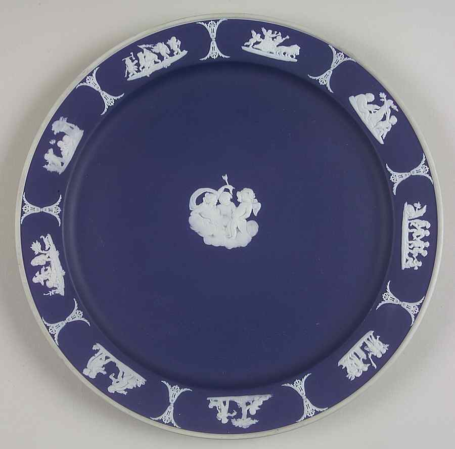 Cream Color on Wedgwood Blue Jasperware Dinner Plate by Wedgwood-1
