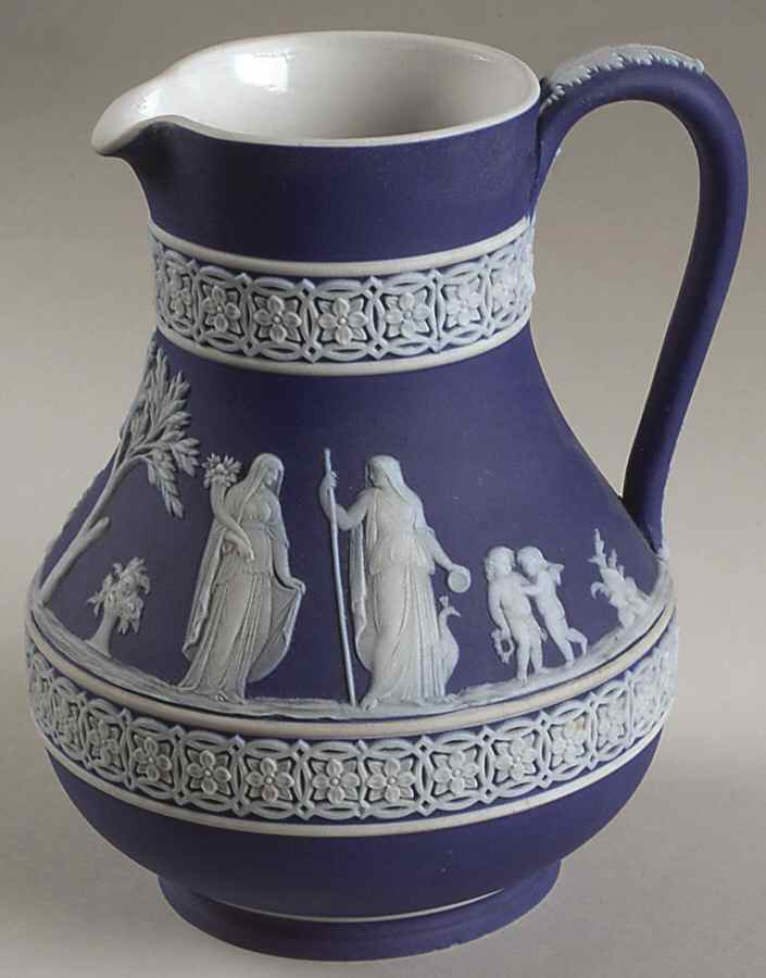 Cream Color on Wedgwood Blue Jasperware Etruscan Jug by Wedgwood-1