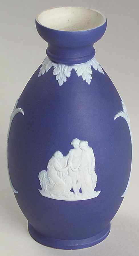 Cream Color on Wedgwood Blue Jasperware 5" Bud Vase by Wedgwood-1