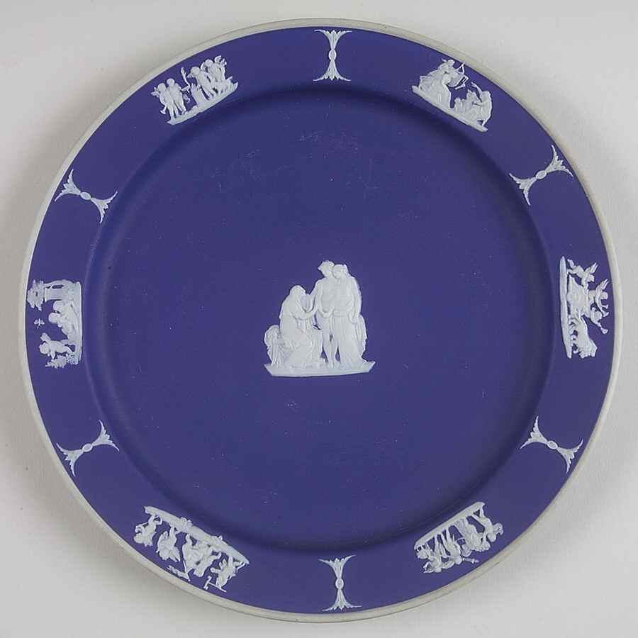 Cream Color on Wedgwood Blue Jasperware Salad Plate by Wedgwood-1