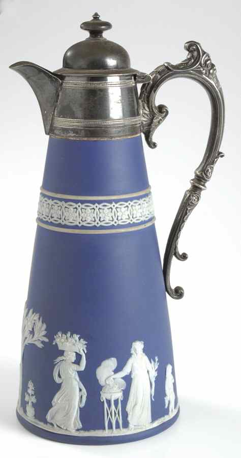 Cream Color on Wedgwood Blue Jasperware Claret Jug by Wedgwood-1