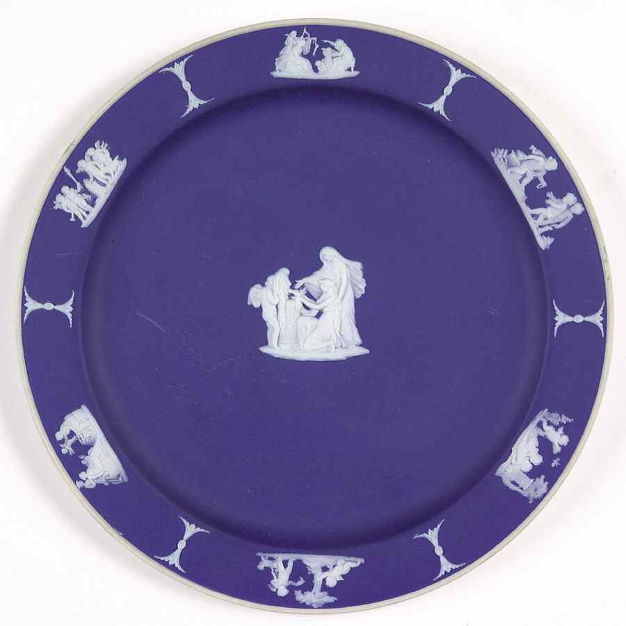 Cream Color on Wedgwood Blue Jasperware Salad Plate by Wedgwood-1