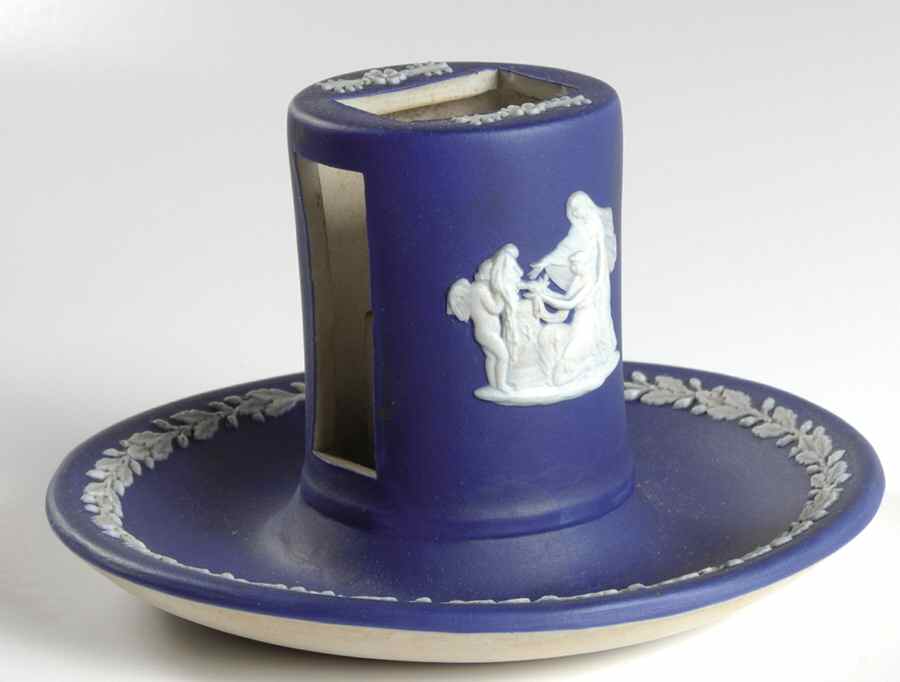 Cream Color on Wedgwood Blue Jasperware Match Box Holder by Wedgwood-1