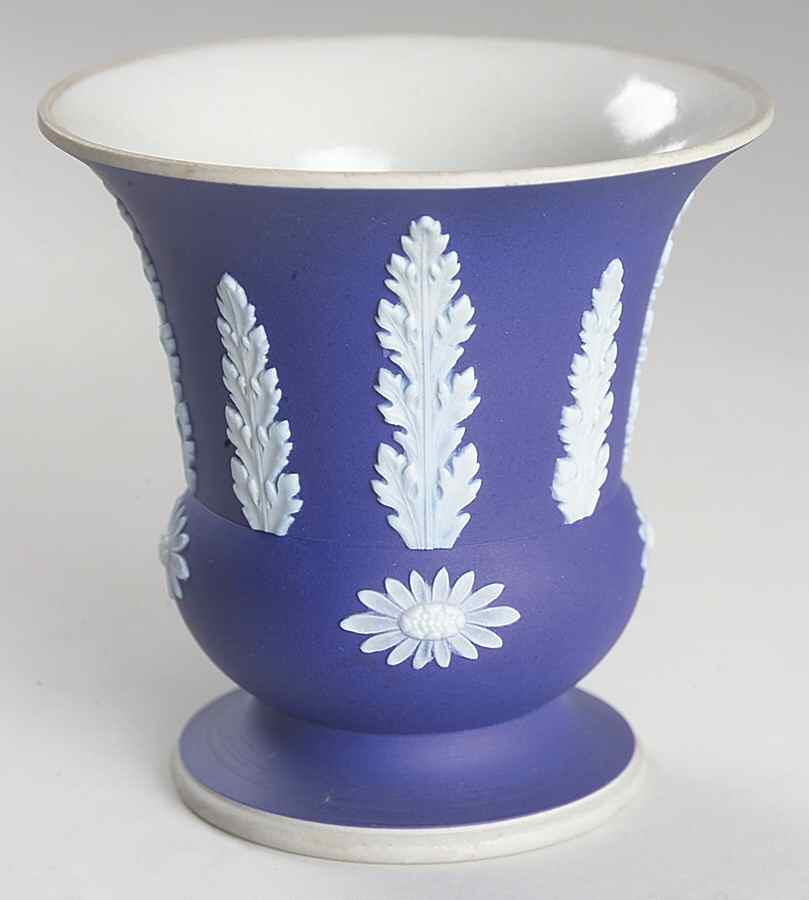 Cream Color on Wedgwood Blue Jasperware Posey Pot by Wedgwood-1