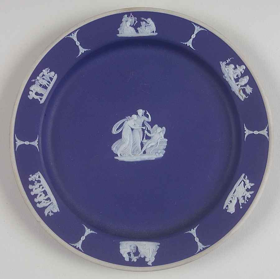 Cream Color on Wedgwood Blue Jasperware Dessert/Pie Plate by Wedgwood-1