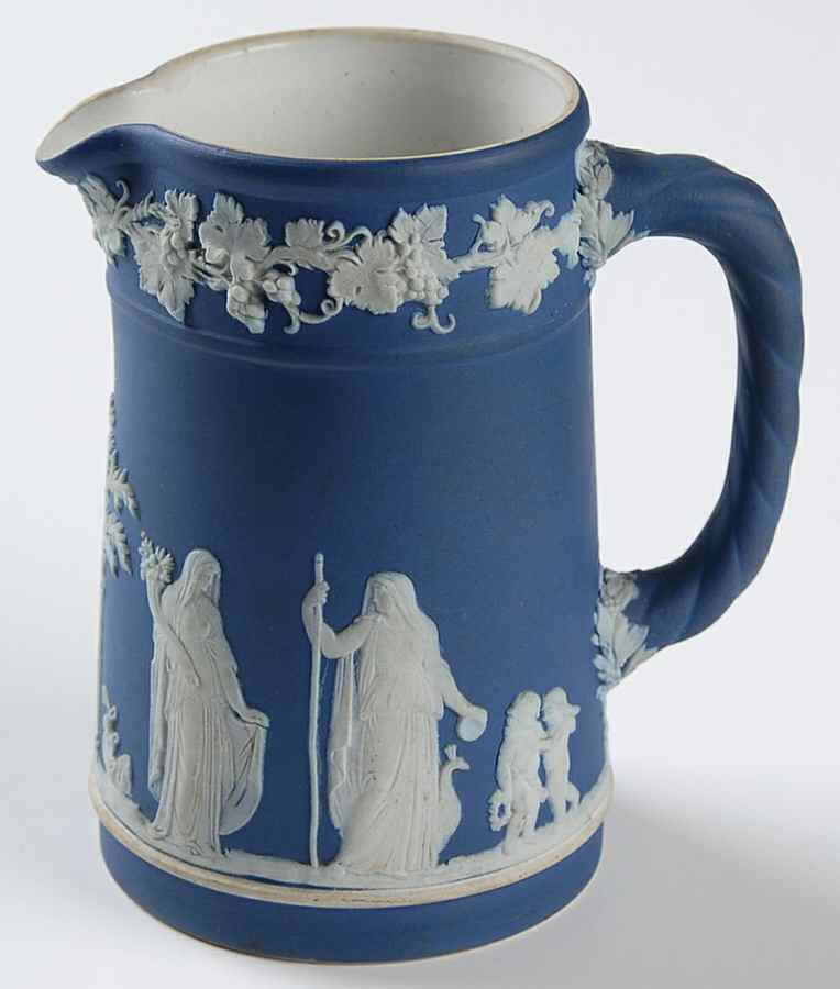 Cream Color on Wedgwood Blue Jasperware Small Trojan Jug by Wedgwood-1