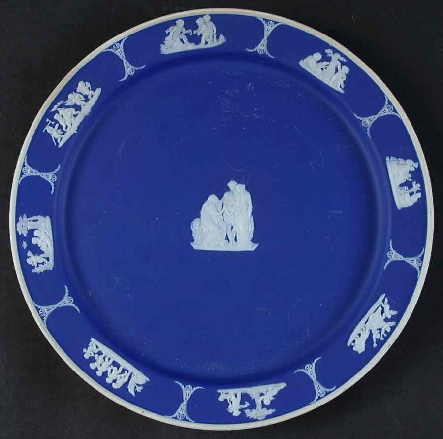 Cream Color on Wedgwood Blue Jasperware Luncheon Plate by Wedgwood-1