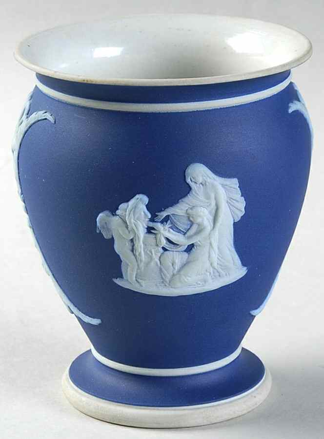 Cream Color on Wedgwood Blue Jasperware Cameo Posey Pot by Wedgwood-1