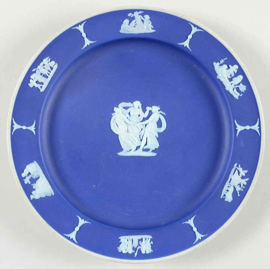 Cream Color on Wedgwood Blue Jasperware Dessert/Pie Plate by Wedgwood-1