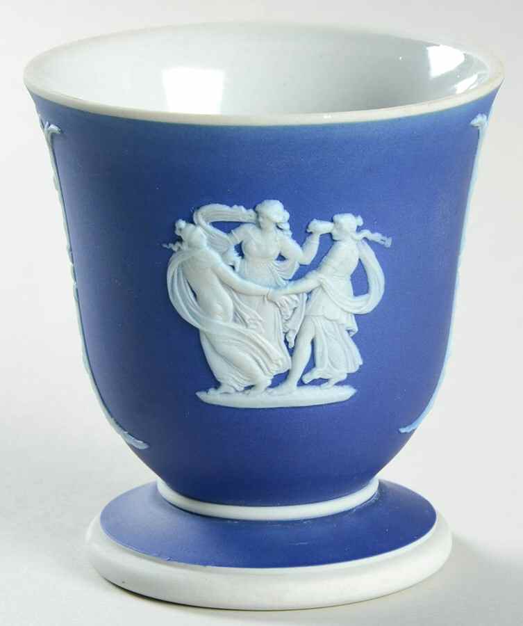 Cream Color on Wedgwood Blue Jasperware Posey Pot by Wedgwood-1