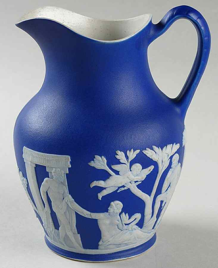 Cream Color on Wedgwood Blue Jasperware 20 Oz Jug by Wedgwood-1