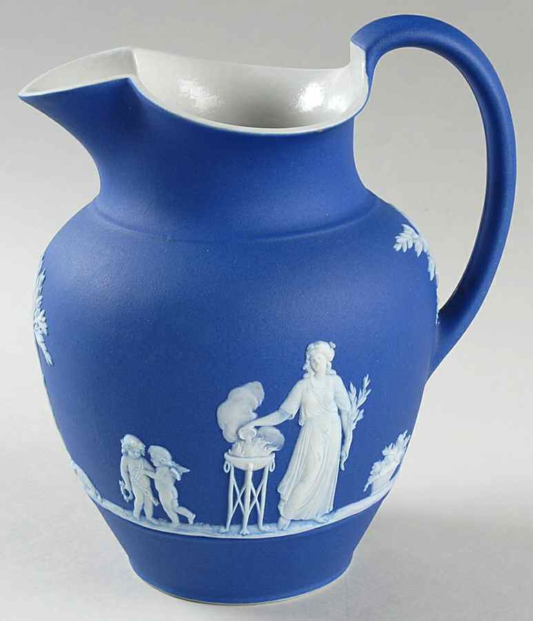 Cream Color on Wedgwood Blue Jasperware 40 Oz Club Jug by Wedgwood-1