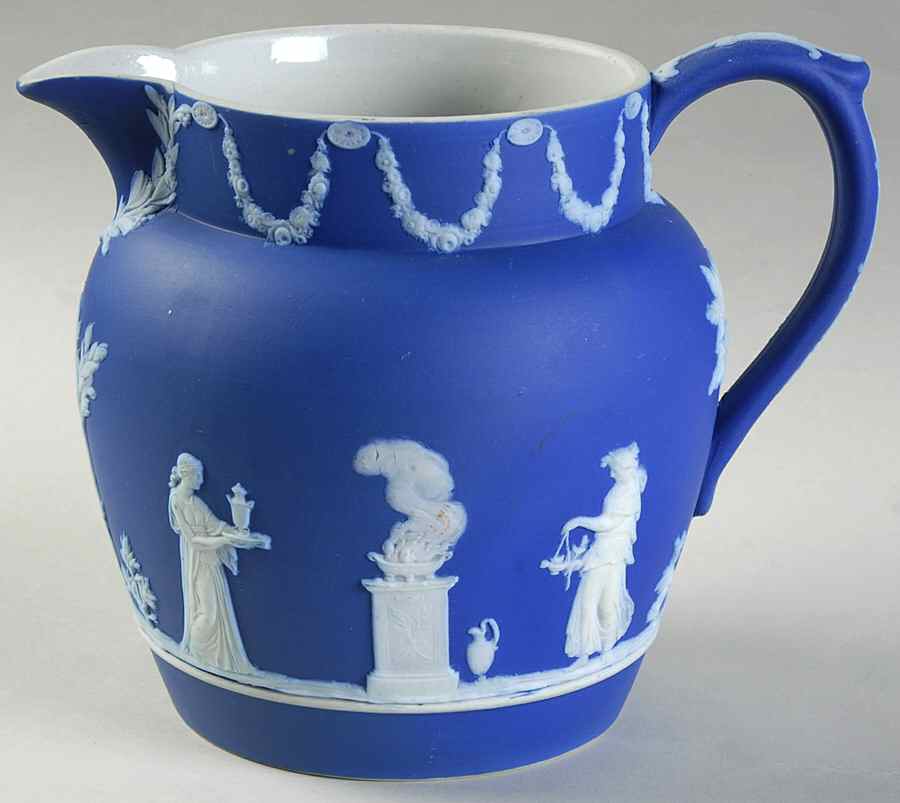 Cream Color on Wedgwood Blue Jasperware 24 Oz Dutch Sacrifice Jug by Wedgwood-1