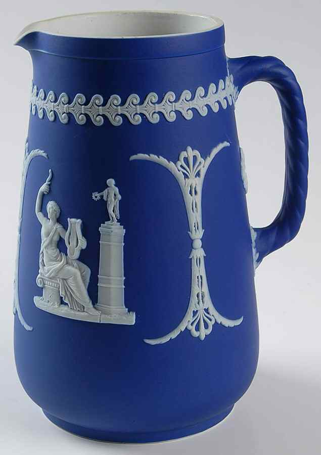 Cream Color on Wedgwood Blue Jasperware 48 Oz Jug by Wedgwood-1
