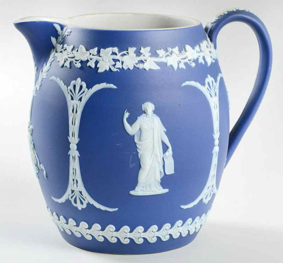 Cream Color on Wedgwood Blue Jasperware 34 Oz Orange Jug by Wedgwood-1